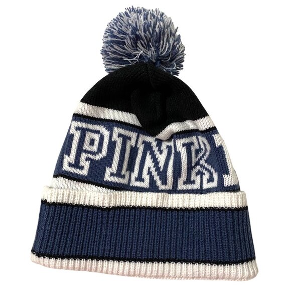 Victorias Secret Pink Nation Knit Beanie Hat Winter Skiing Outdoor Adventurecore - Picture 1 of 6